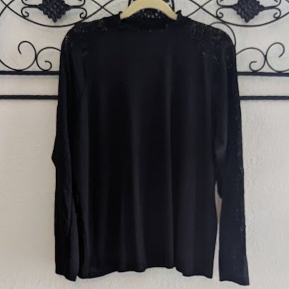 Maurices Black Sheer Lace Detail Long Sleeve Sweater | Size 2X - Picture 1 of 6
